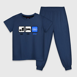 Пижама хлопковая детская Еда, сон и Ford, цвет: тёмно-синий
