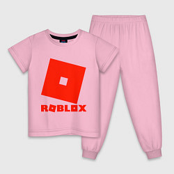 Пижама хлопковая детская Roblox Logo, цвет: светло-розовый