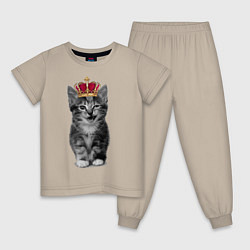 Пижама хлопковая детская Meow kitten, цвет: миндальный