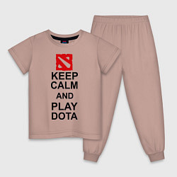 Пижама хлопковая детская Keep Calm & Play Dota, цвет: пыльно-розовый
