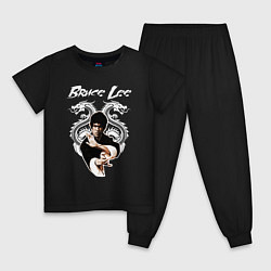 Пижама хлопковая детская Bruce Lee dragons, цвет: черный