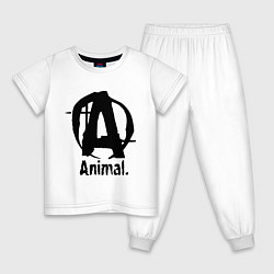 Пижама хлопковая детская Animal Logo, цвет: белый