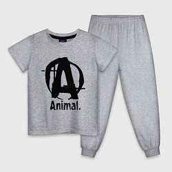 Пижама хлопковая детская Animal Logo, цвет: меланж