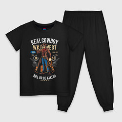 Пижама хлопковая детская Real Cowboy, цвет: черный