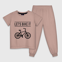 Пижама хлопковая детская Lets bike it, цвет: пыльно-розовый