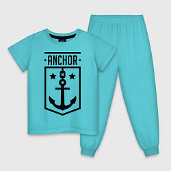 Пижама хлопковая детская Anchor Shield цвета бирюзовый — фото 1