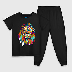 Пижама хлопковая детская Lion Art, цвет: черный
