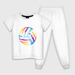 Пижама хлопковая детская Волейбол, цвет: белый
