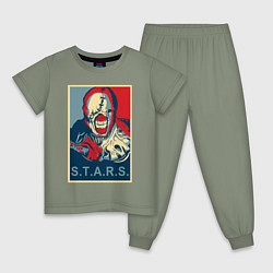 Пижама хлопковая детская STARS, цвет: авокадо