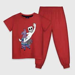 Пижама хлопковая детская Marshmello x Llama, цвет: красный