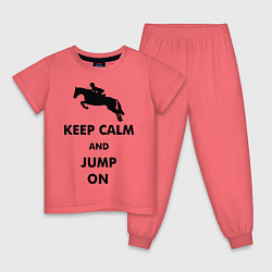 Пижама хлопковая детская Keep Calm & Jump On цвета коралловый — фото 1