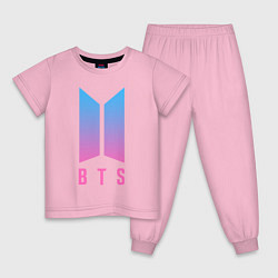 Пижама хлопковая детская BTS: Neon V, цвет: светло-розовый