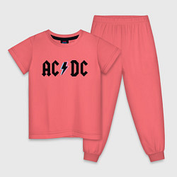 Пижама хлопковая детская AC/DC цвета коралловый — фото 1
