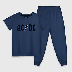 Пижама хлопковая детская AC/DC, цвет: тёмно-синий