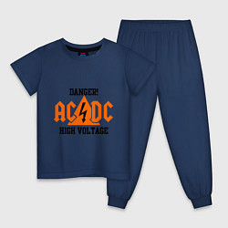 Пижама хлопковая детская AC/DC: High Voltage, цвет: тёмно-синий
