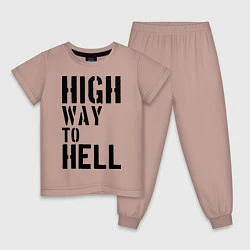 Пижама хлопковая детская High way to hell, цвет: пыльно-розовый
