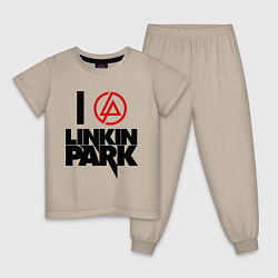 Пижама хлопковая детская I love Linkin Park, цвет: миндальный