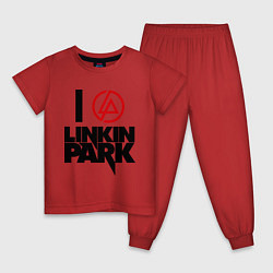 Пижама хлопковая детская I love Linkin Park, цвет: красный
