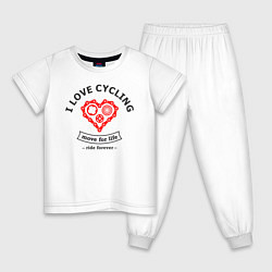 Пижама хлопковая детская I Love Cycling, цвет: белый