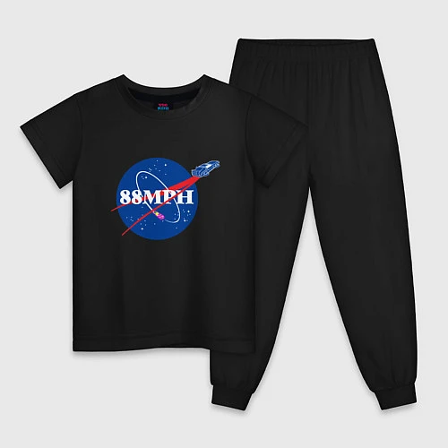Детская пижама NASA Delorean 88 mph / Черный – фото 1