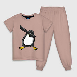 Пижама хлопковая детская DAB Pinguin, цвет: пыльно-розовый