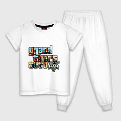 Пижама хлопковая детская GTA 5 Stories, цвет: белый