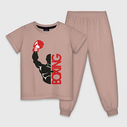Пижама хлопковая детская Boxing, цвет: пыльно-розовый