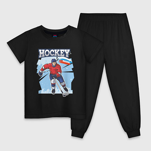 Детская пижама Хоккей Russia / Черный – фото 1