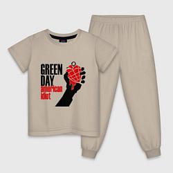 Пижама хлопковая детская Green Day: American idiot, цвет: миндальный
