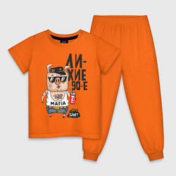 Пижама хлопковая детская Лихие 90-е цвета оранжевый — фото 1