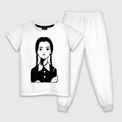Пижама хлопковая детская Wednesday Addams, цвет: белый