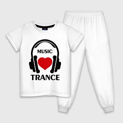 Пижама хлопковая детская Trance Music is Love, цвет: белый