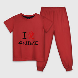 Пижама хлопковая детская I love anime, цвет: красный
