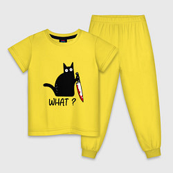 Пижама хлопковая детская What cat, цвет: желтый