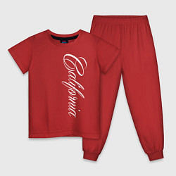 Пижама хлопковая детская California надпись сбоку, цвет: красный