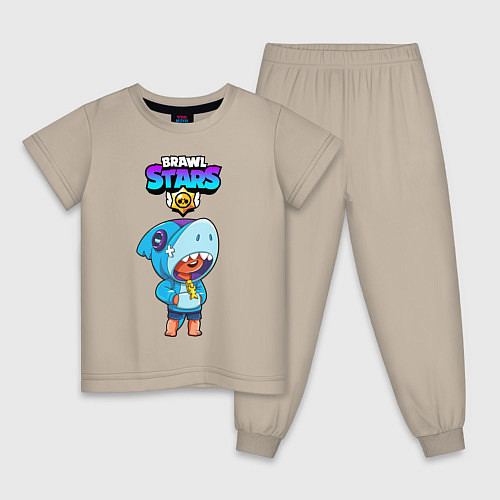 Детская пижама BRAWL STARS LEON SHARK / Миндальный – фото 1