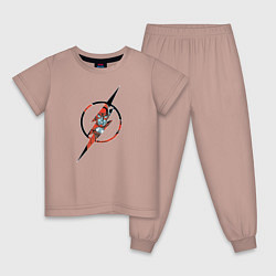 Пижама хлопковая детская Flash, цвет: пыльно-розовый