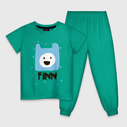 Пижама хлопковая детская Время приключений Finn, цвет: зеленый