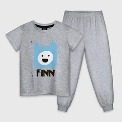 Пижама хлопковая детская Время приключений Finn, цвет: меланж