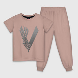 Пижама хлопковая детская Vikings, цвет: пыльно-розовый