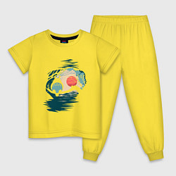 Пижама хлопковая детская Тоторо в лесу, цвет: желтый