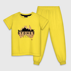 Пижама хлопковая детская Сидней Австралия, цвет: желтый