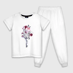 Пижама хлопковая детская Розы И Ключи, цвет: белый