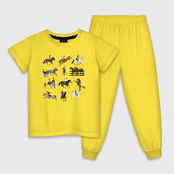 Пижама хлопковая детская Конный виды спорта, цвет: желтый
