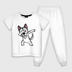 Пижама хлопковая детская Dabbing Dog, цвет: белый