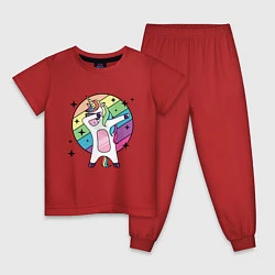 Пижама хлопковая детская Dab Unicorn, цвет: красный