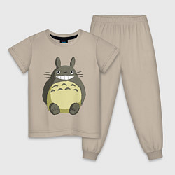 Пижама хлопковая детская Тоторо, цвет: миндальный