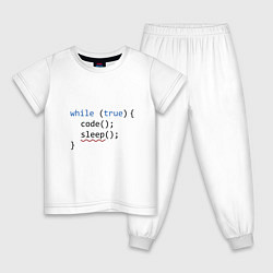 Пижама хлопковая детская Code - sleep, цвет: белый