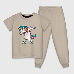 Пижама хлопковая детская Единорог, цвет: миндальный