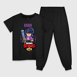 Пижама хлопковая детская BRAWL STARS BIBI, цвет: черный